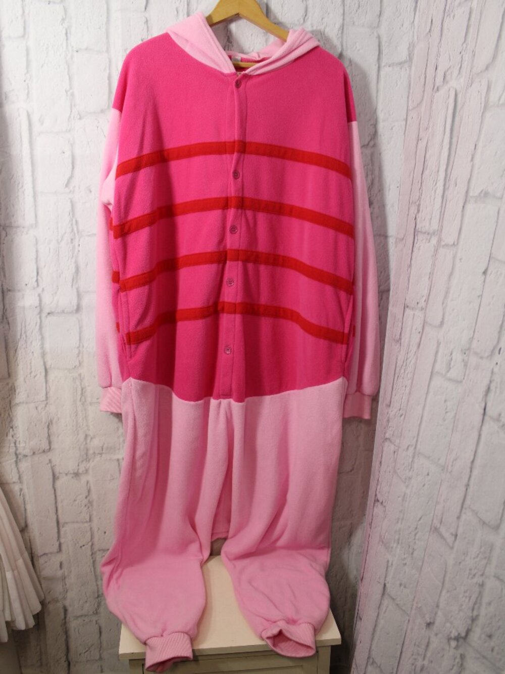 Beauty Star Unisex Large Pink Button Front Hooded Jogger Piglet Costume Pjs